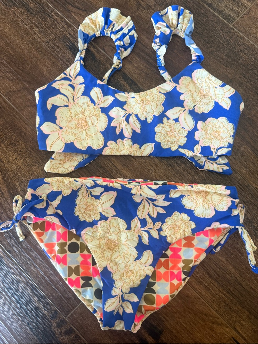 Maaji Girls Reversible Blue Floral Two-Piece Bikini Set